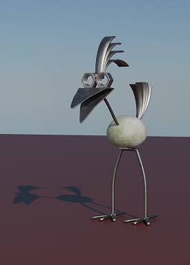 bird made out of a stone and scrap